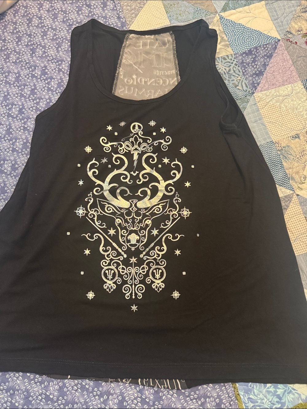 Wizarding World Black Graphic Tank Top with Silver Ornate Design
